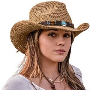 EW EAST WATER STRAW COWBOY HAT WESTERN UNISEX SUN BEACH HAT